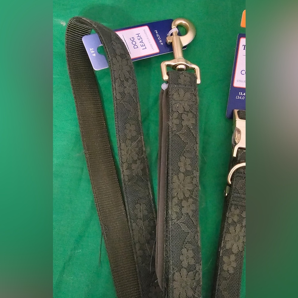 Top Paw Green Lace Dog Collar and Matching Leash (M) - Picture 3 of 6